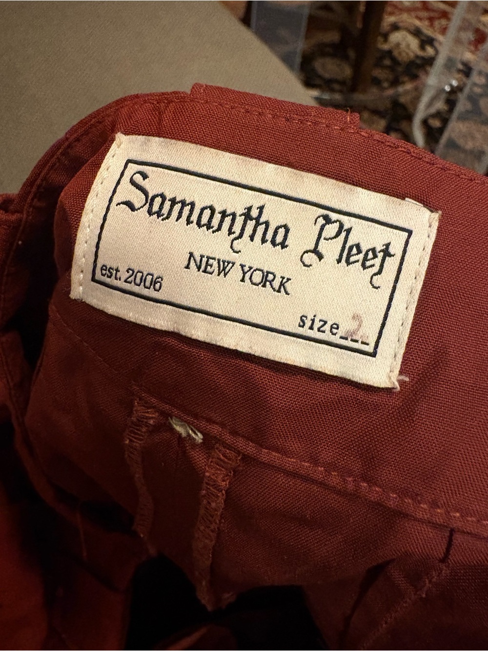 Samantha Pleet High-Waist Rust Red Tailored Shorts - Picture 3 of 4